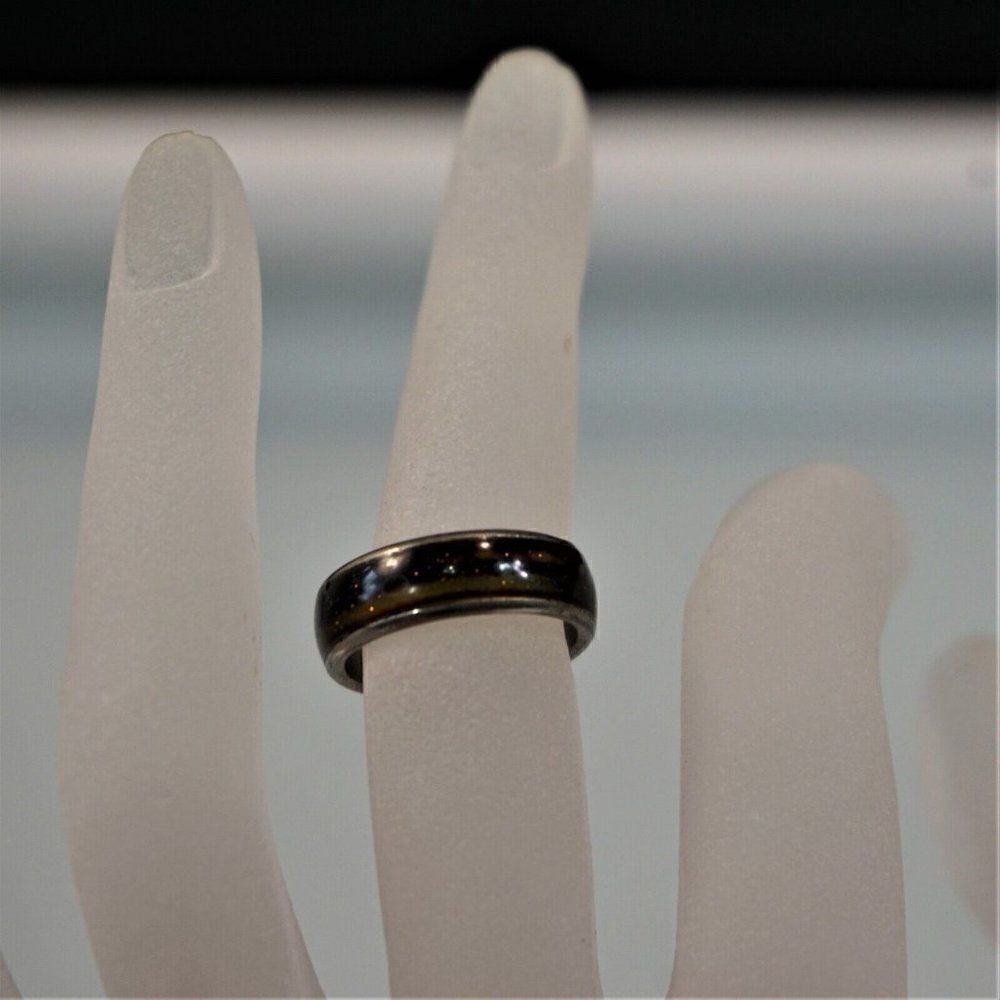 Silver Tone Glittered Unisex Mood Ring Band Size 6 Estate